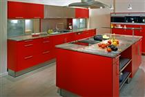 1536מטבח מודרני אדום שילוב ניקל